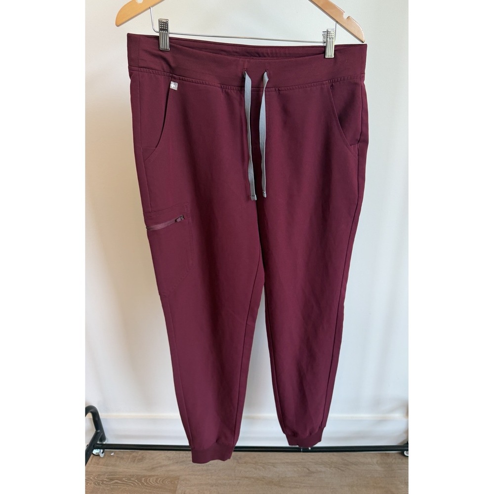Figs Zamora Jogger Scrub Women Burgundy High-Rise Sz Large Tall Medical Pants